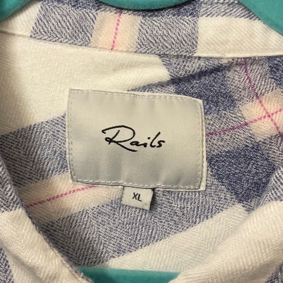 Rails Hunter White Slate Rose Light Flannel Shirt XL - Picture 4 of 5